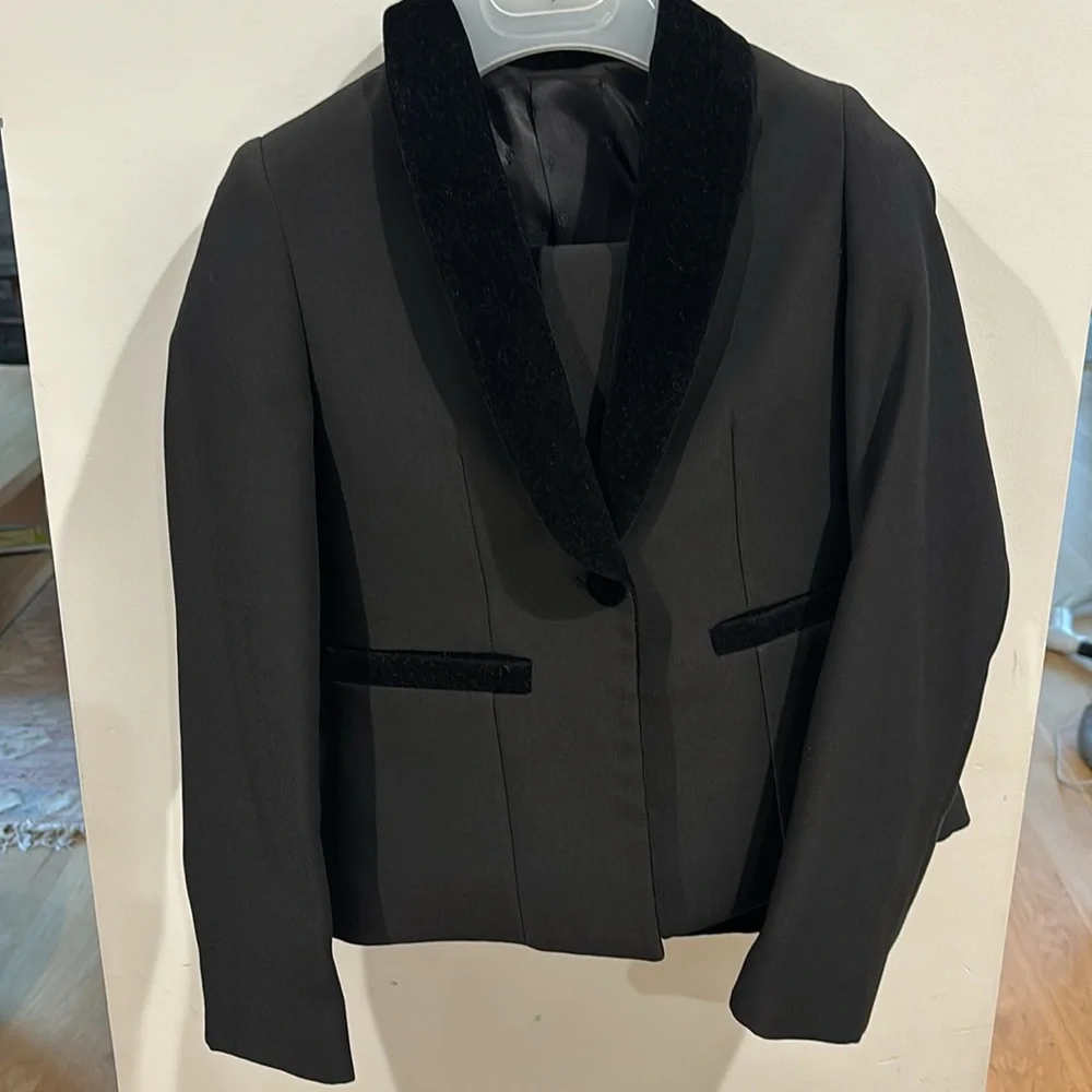 Paisley of London Girls Black Tuxedo-Style Matching 4 Piece Suit Set Size 7